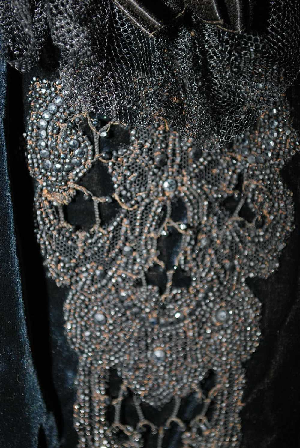 Victorian Cape Beaded Black Velvet & Netting 1890… - image 8