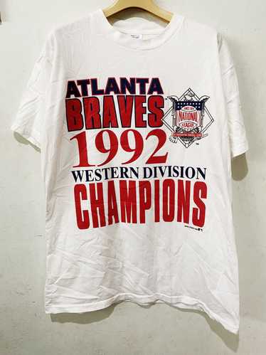 Vintage MLB 1992 Atlanta Braves World Series Navy Blue Kids Sweatshirt  Medium