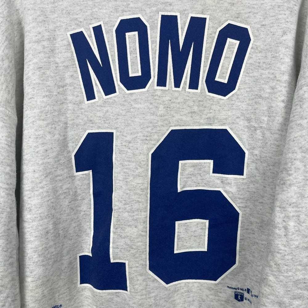 VTG Nutmeg Mills Men's Gray Dodgers Hideo Nomo Crewneck