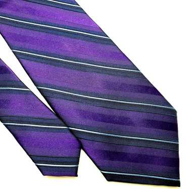 Stafford Stafford Purple Silk Tie Striped Woven C… - image 1