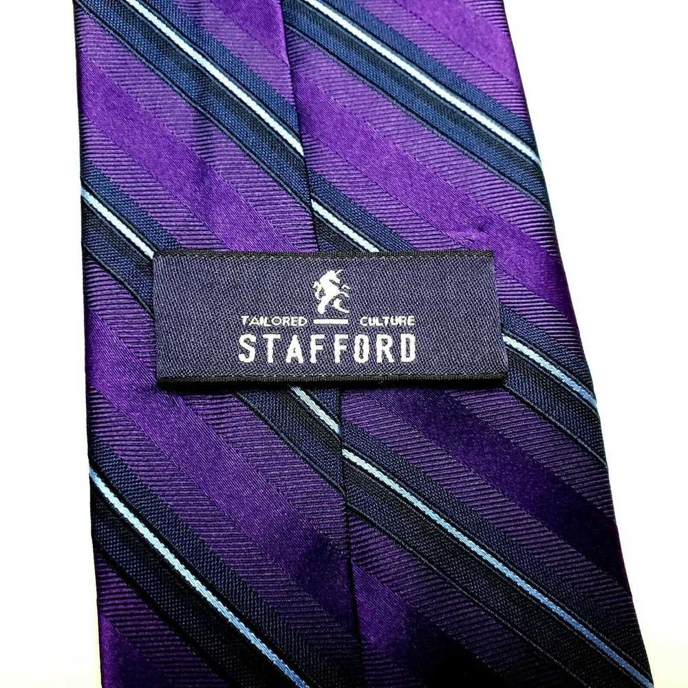 Stafford Stafford Purple Silk Tie Striped Woven C… - image 3