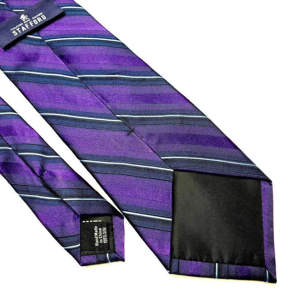 Stafford Stafford Purple Silk Tie Striped Woven C… - image 5