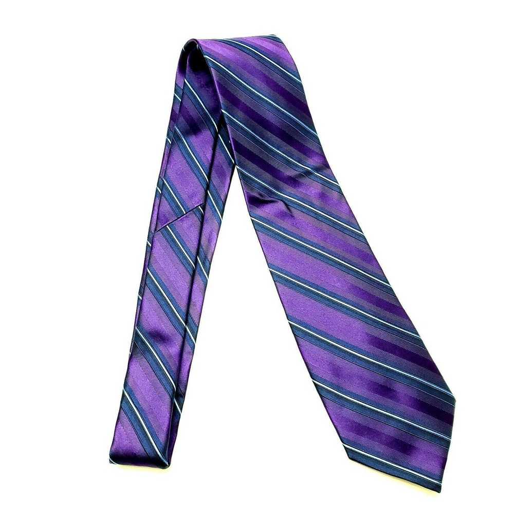 Stafford Stafford Purple Silk Tie Striped Woven C… - image 6