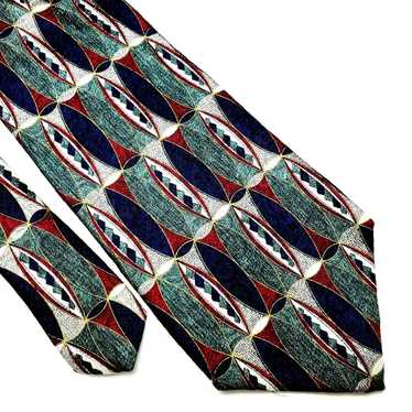 Pierre Cardin Pierre Cardin Green Silk Tie Abstra… - image 1