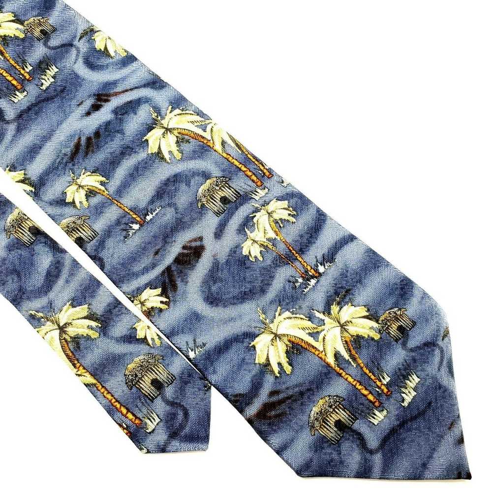 Vintage Tango Tropicals Blue Silk Tie Palm Tree B… - image 1