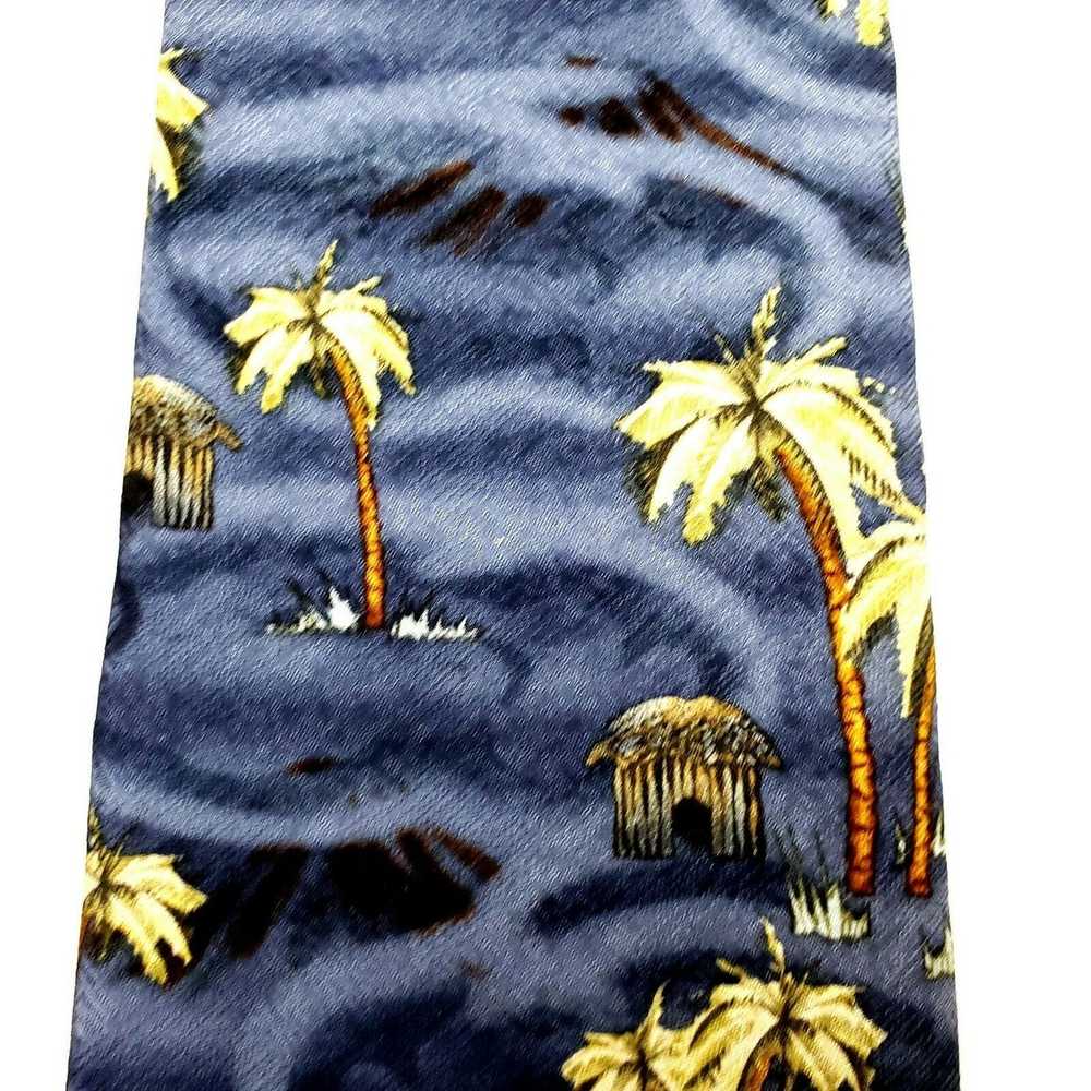 Vintage Tango Tropicals Blue Silk Tie Palm Tree B… - image 2