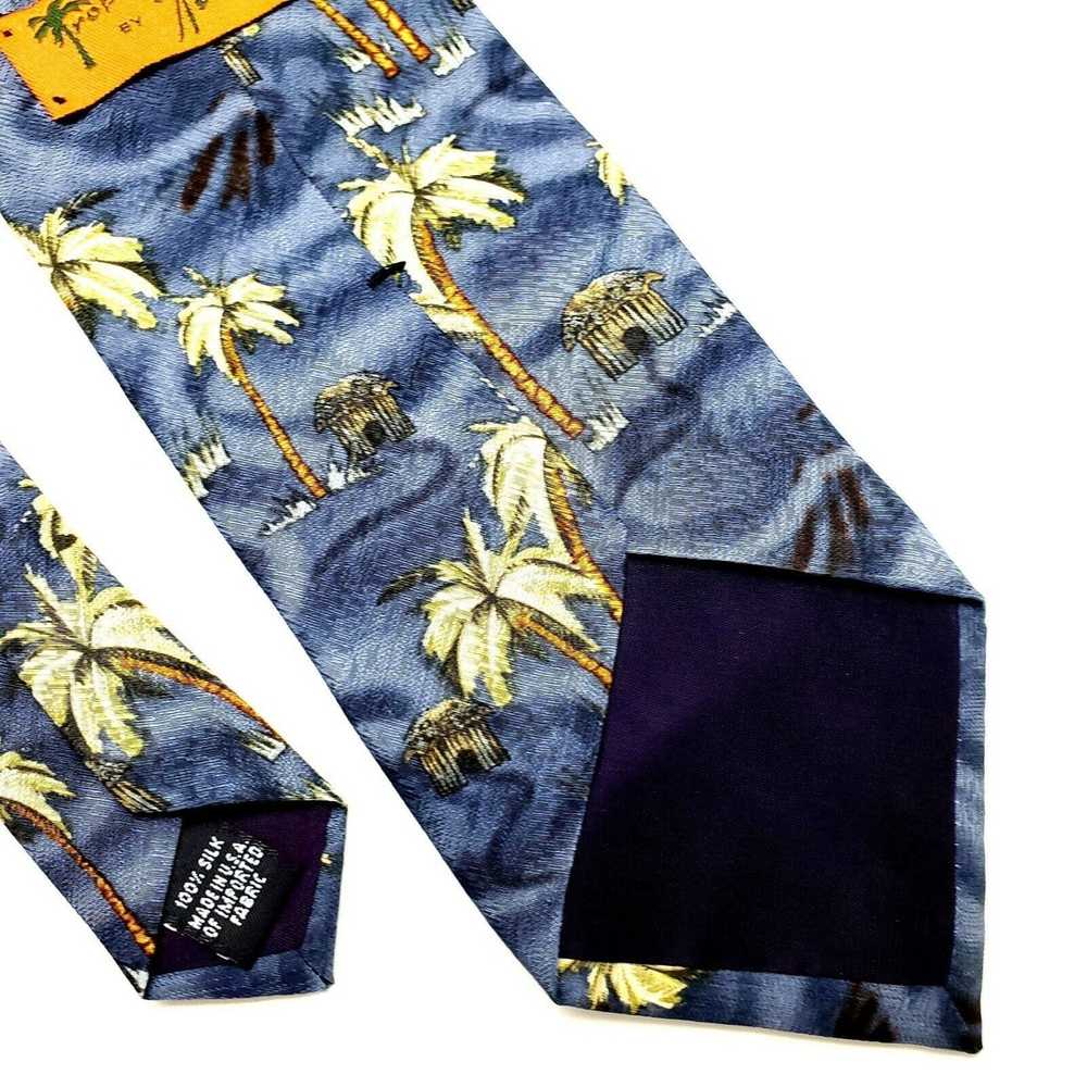 Vintage Tango Tropicals Blue Silk Tie Palm Tree B… - image 5