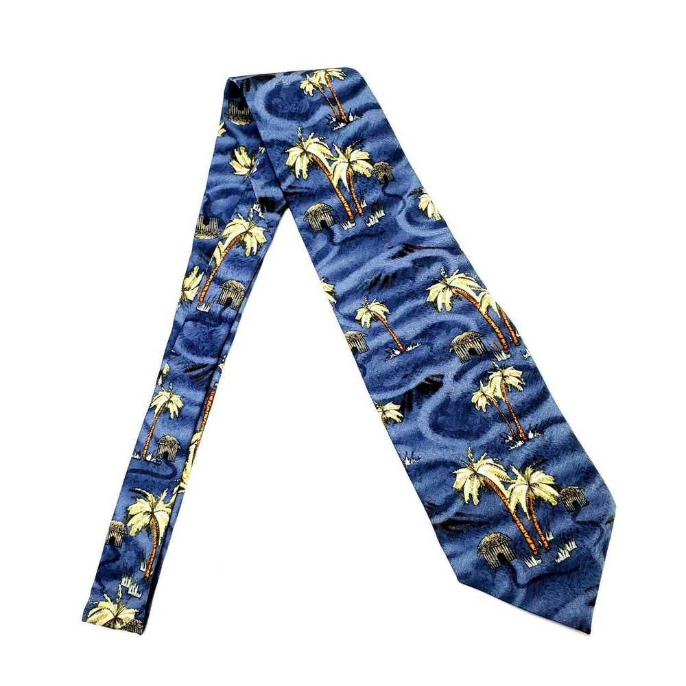 Vintage Tango Tropicals Blue Silk Tie Palm Tree B… - image 7