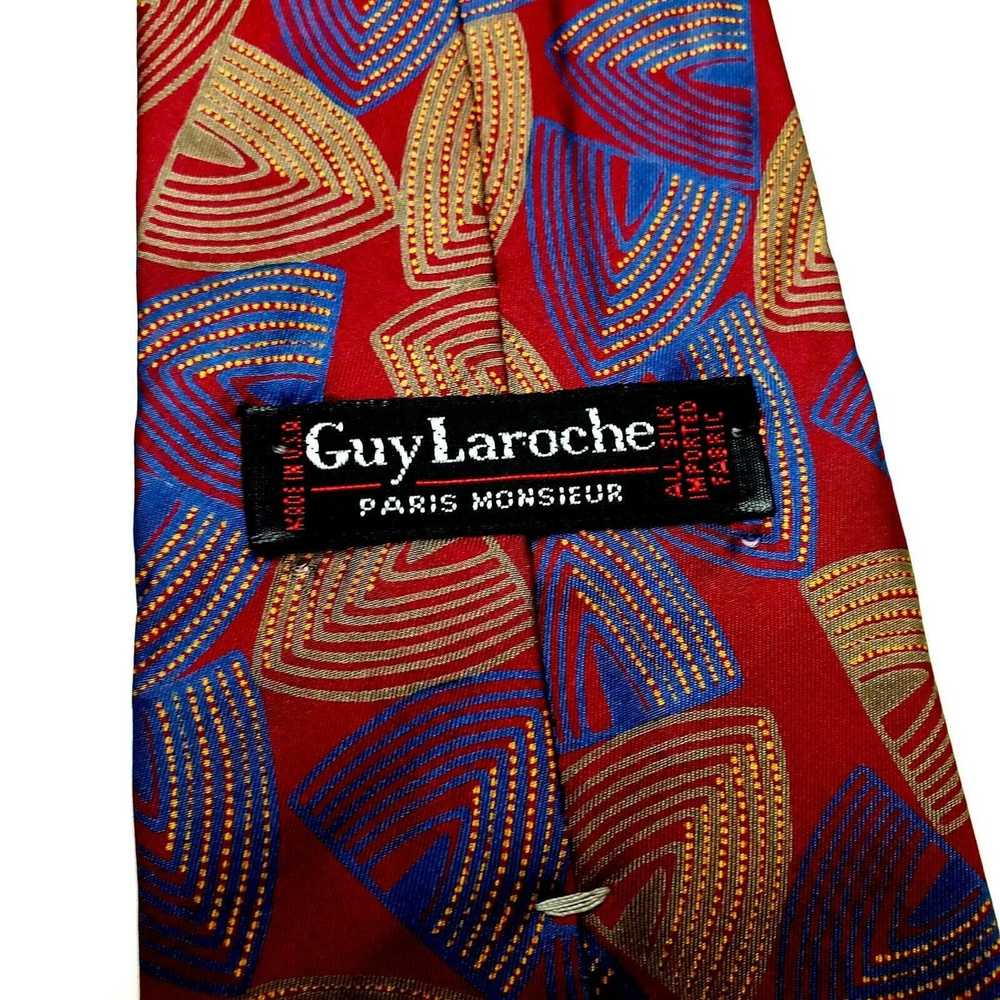 Guy Laroche Guy Laroche Silk Tie Red Abstract - image 3