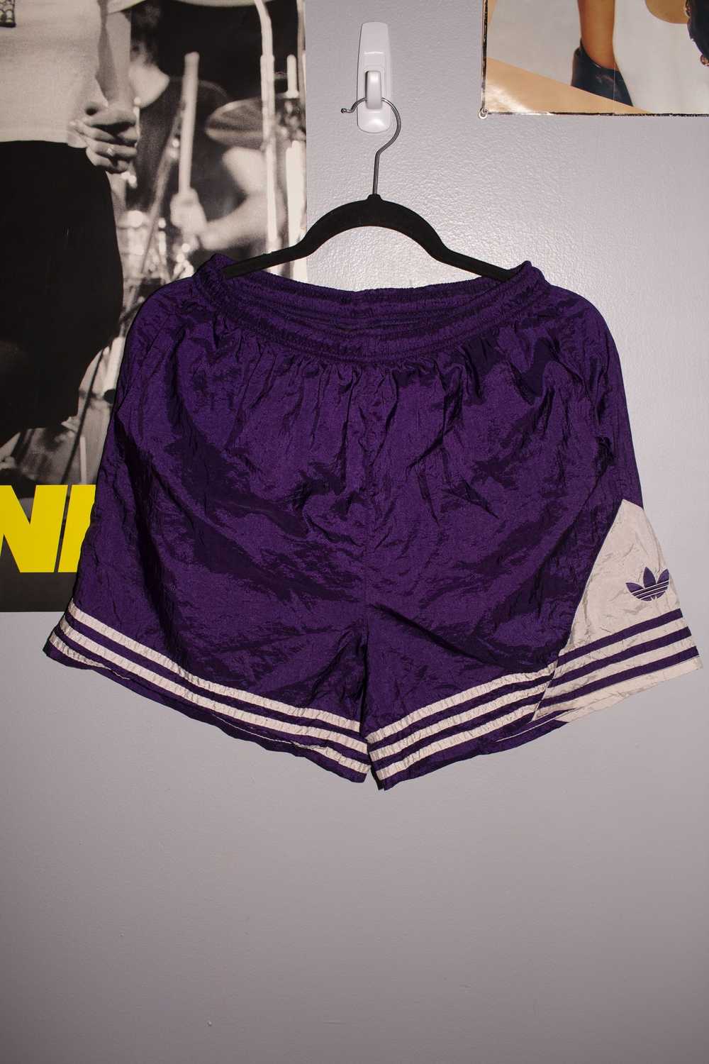 Adidas × Vintage 90s Adidas 3 Stripe Purple Shorts - image 5