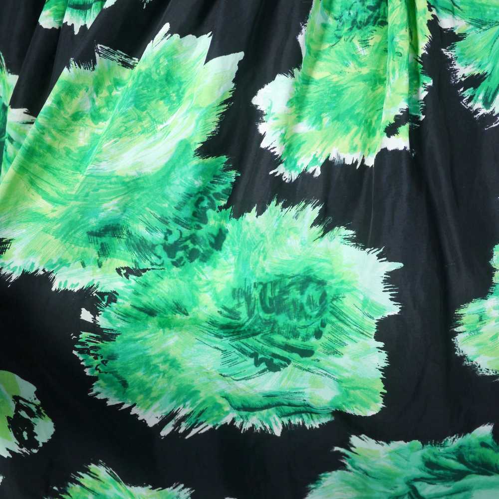 50s 60s GREEN AND BLACK FLORAL PRINT DRESS WITH C… - image 7