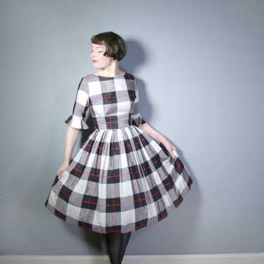 50s TEENA PAIGE WINTERY PLAID TAFFETA DRESS WITH … - image 1