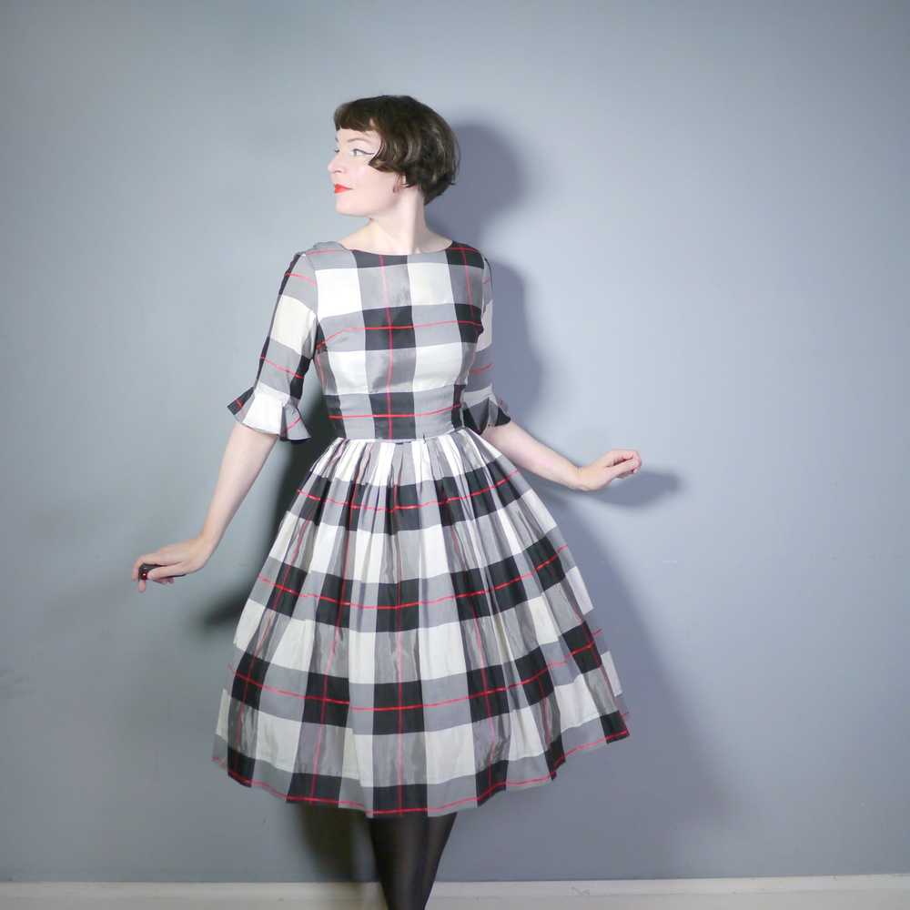 50s TEENA PAIGE WINTERY PLAID TAFFETA DRESS WITH … - image 3