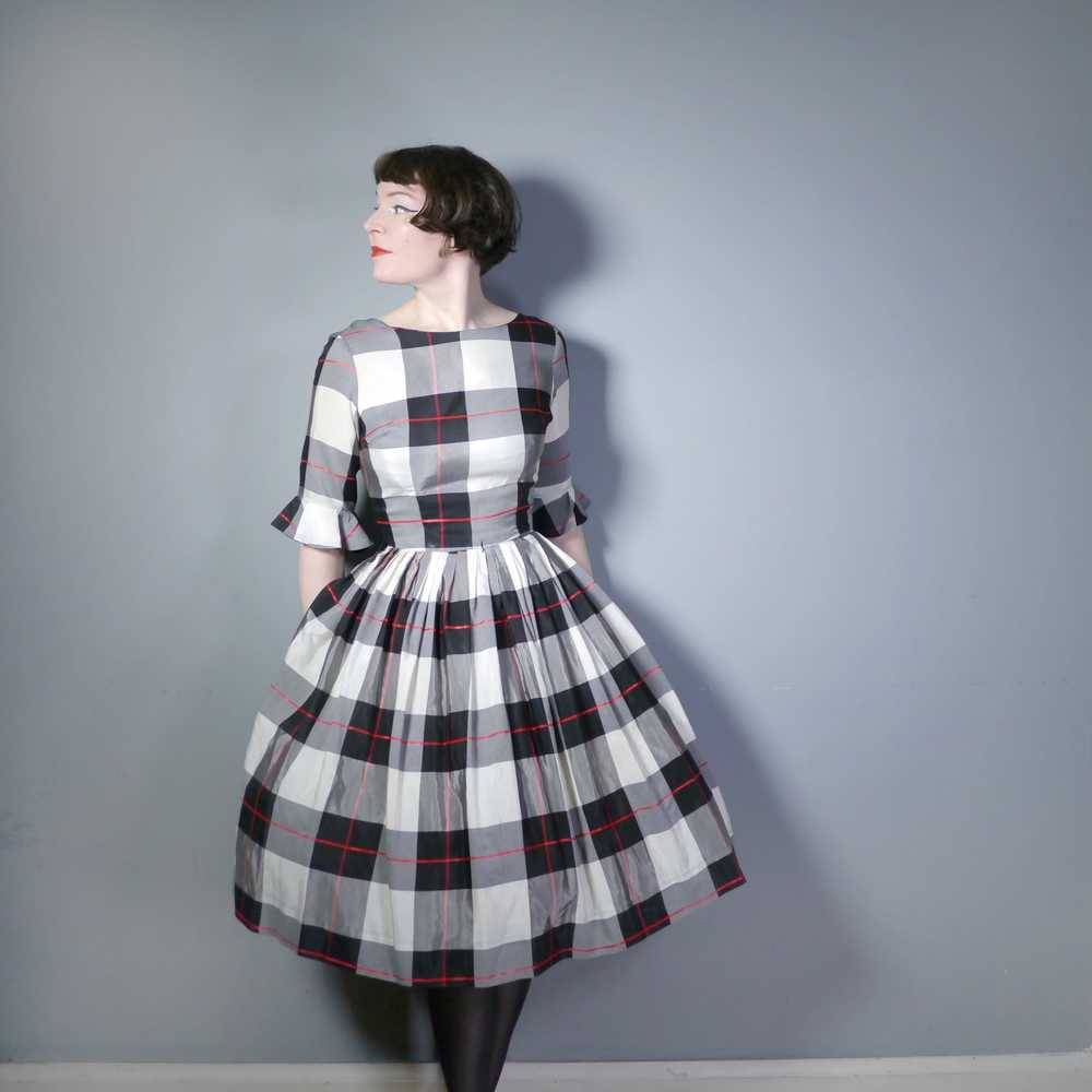 50s TEENA PAIGE WINTERY PLAID TAFFETA DRESS WITH … - image 5