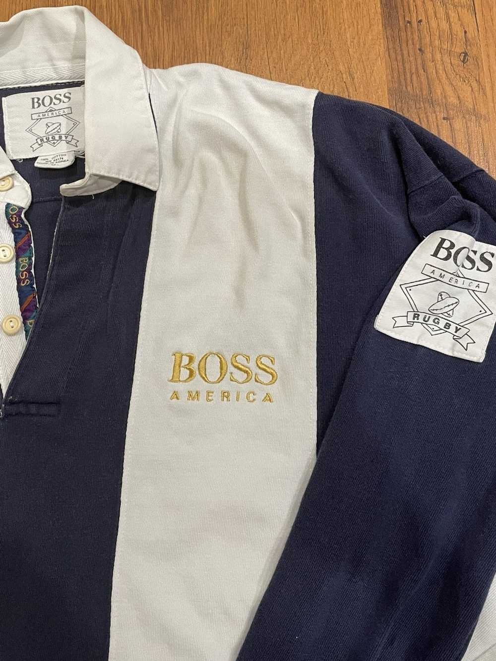 Hugo Boss 90s Boss America striped rugby Polo shi… - image 3