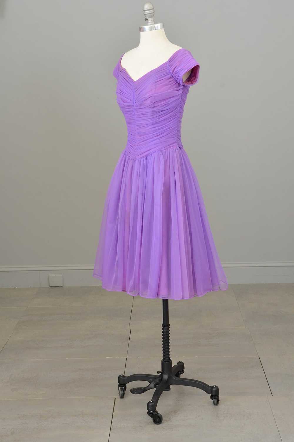 1960s 70s Vibrant Purple Ruched Party Dress - image 5
