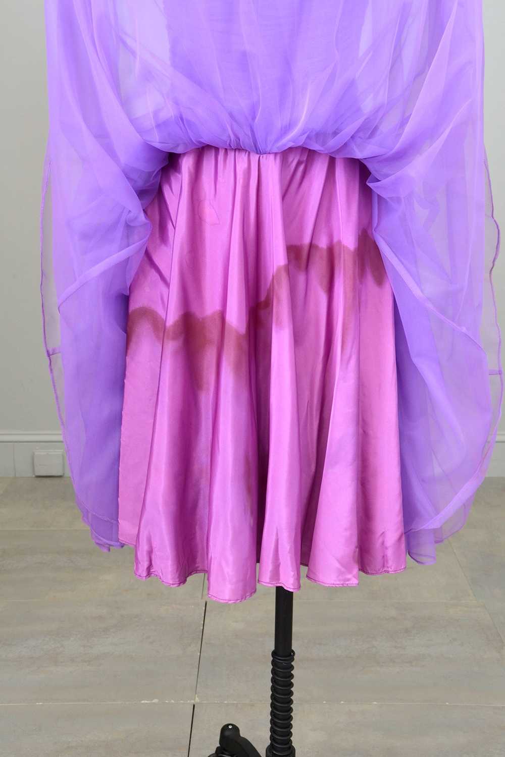 1960s 70s Vibrant Purple Ruched Party Dress - image 7