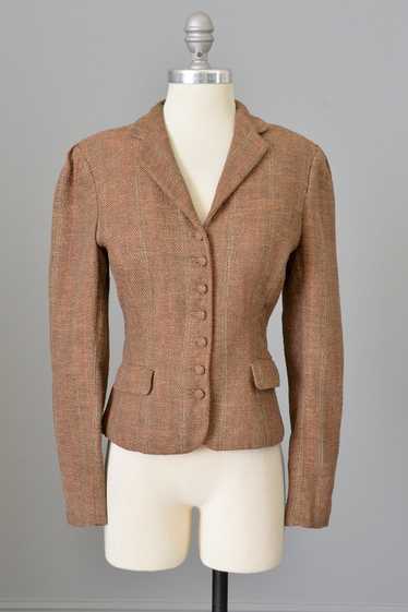 1970s Ralph Lauren Silk Tweed Cropped Riding Jacke