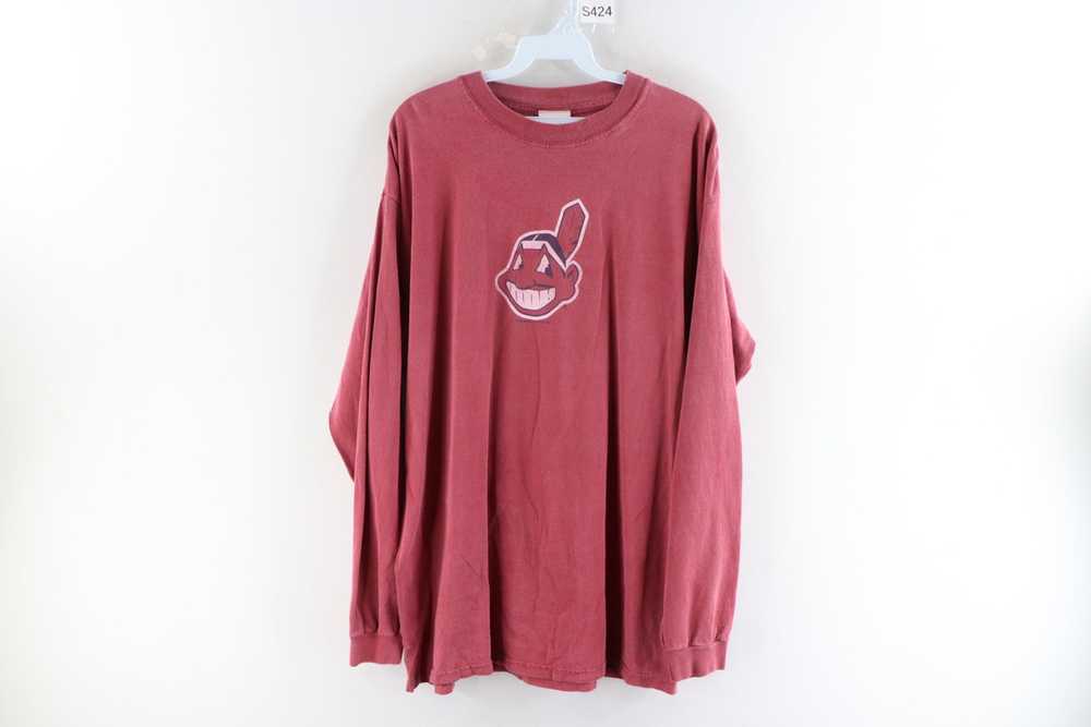 MLB Cleveland Indians Baseball Block C Logo Majestic T Shirt Mens Large Blue