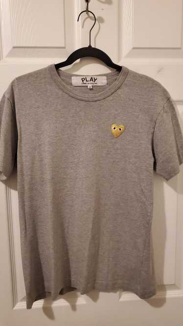 Comme Des Garcons Play CDG Grey Tee w/ Yellow Hear