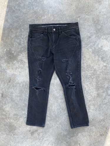 パンツ 00s NUMBER (N)INE damaged skinny jeans 3] Number Nine Distressed Skinny Denim Jeans Black