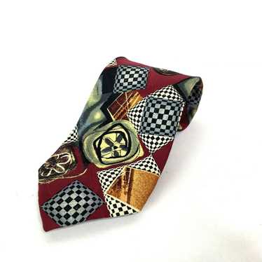 Mulberry Mulberry Tie Checkered Geometric Floral … - image 1
