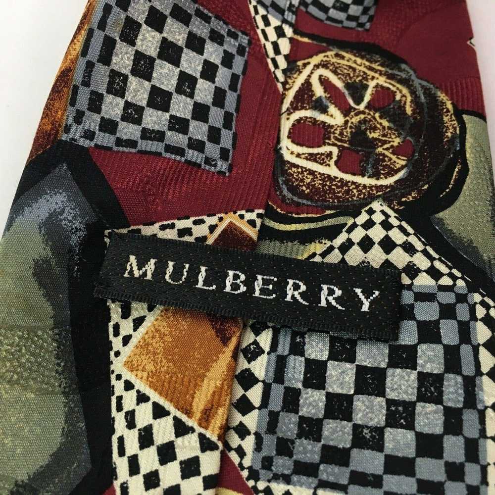 Mulberry Mulberry Tie Checkered Geometric Floral … - image 4