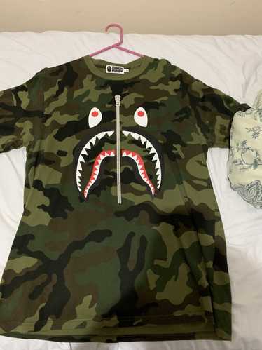 Men BAPE × stussy ILL COLLABORATION Shark T-shirt Black A