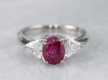Ruby Diamond Platinum Engagement Ring - image 1