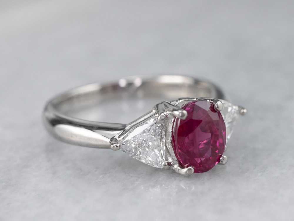 Ruby Diamond Platinum Engagement Ring - image 2