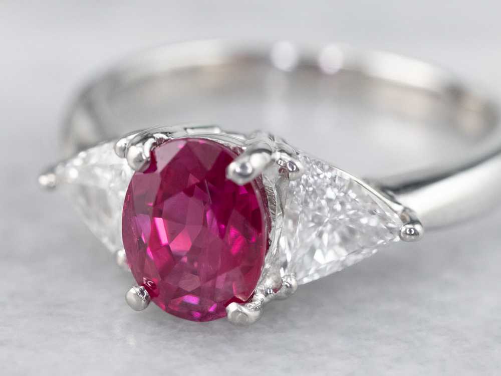 Ruby Diamond Platinum Engagement Ring - image 4