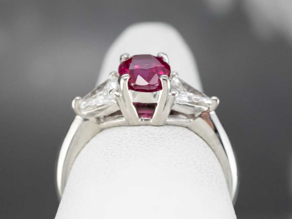 Ruby Diamond Platinum Engagement Ring - image 6