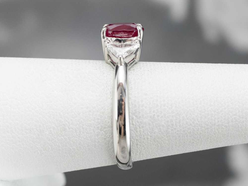 Ruby Diamond Platinum Engagement Ring - image 7