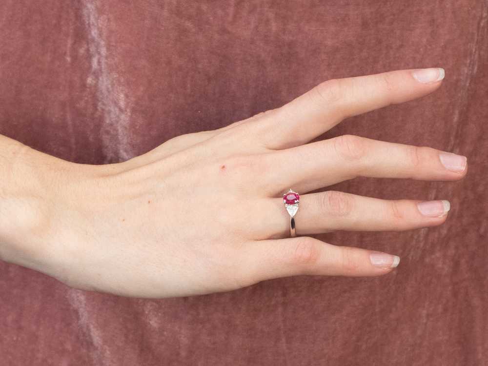 Ruby Diamond Platinum Engagement Ring - image 8