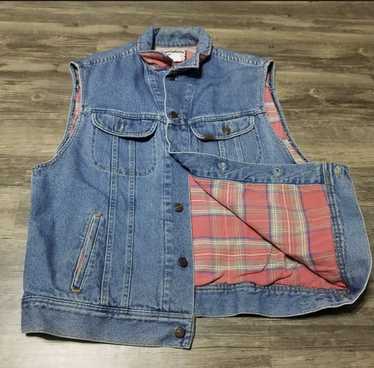 Lee Vtg 1995 Women’s Lee Denim Vest Pink Plaid Li… - image 1