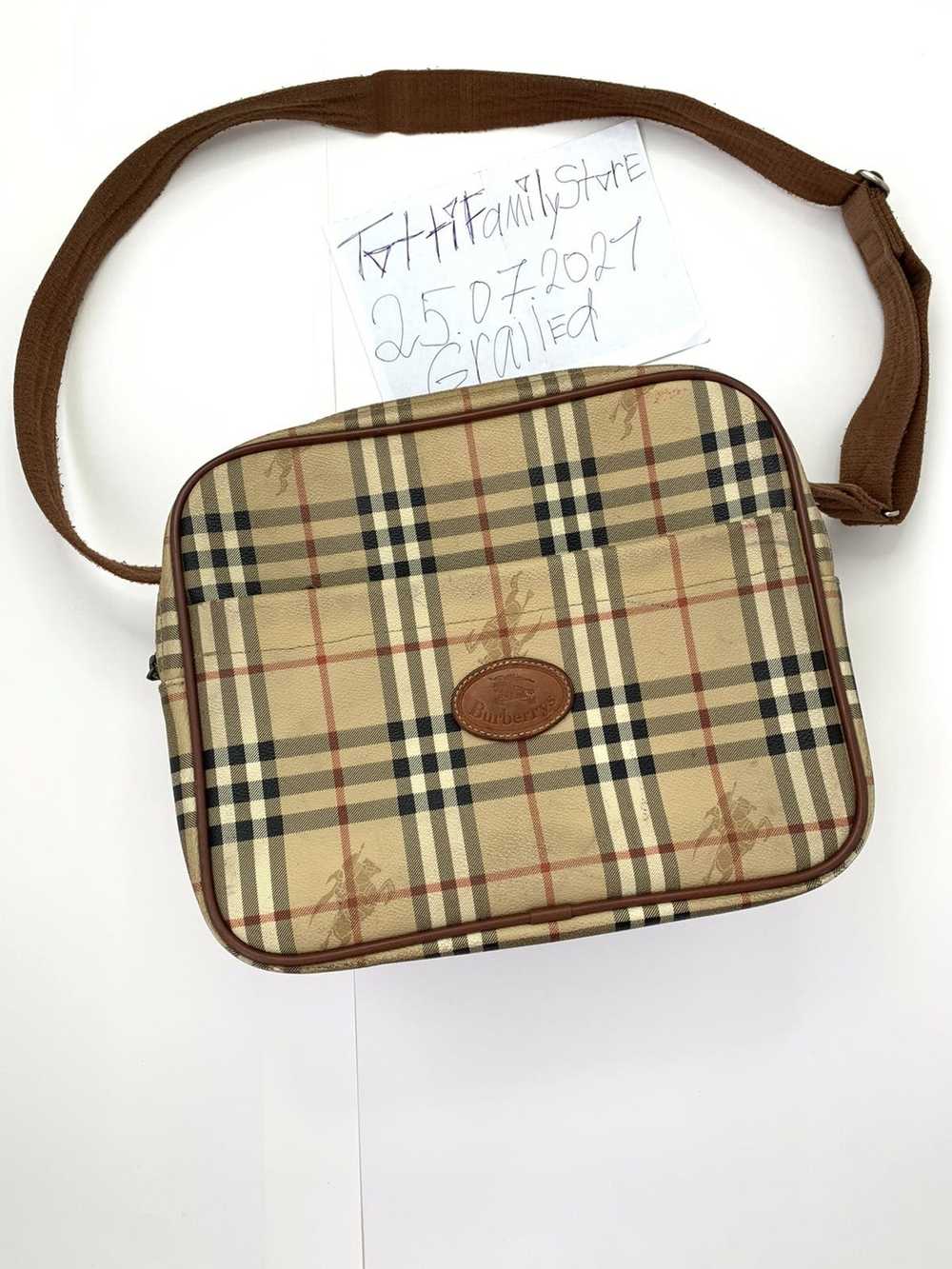 Burberry × Vintage Burberry’s Leather Shoulder Ba… - image 1