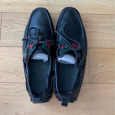 Gucci Leather Loafers Driver Shoes UK 6 US 7 EUR 40 Men Blue Diamante  Script