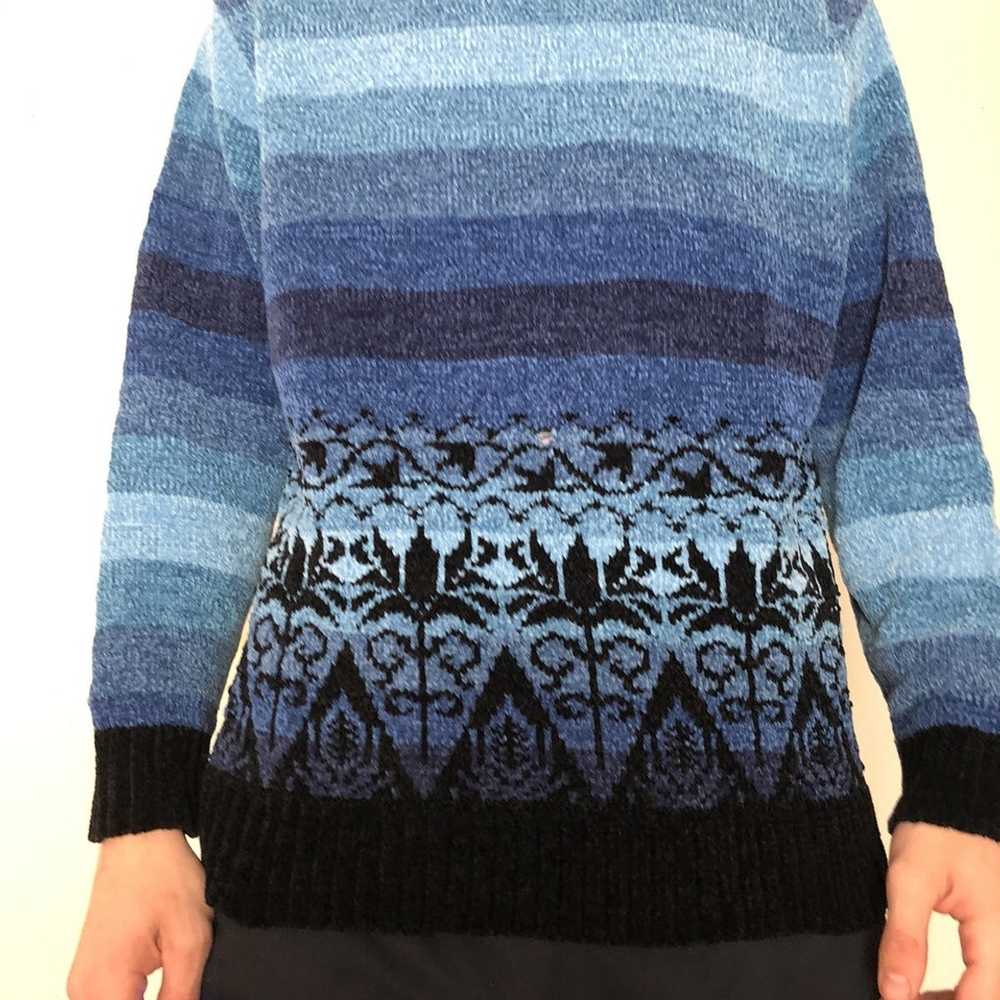 Vintage BLUE- gradient pattern black turtleneck s… - image 4