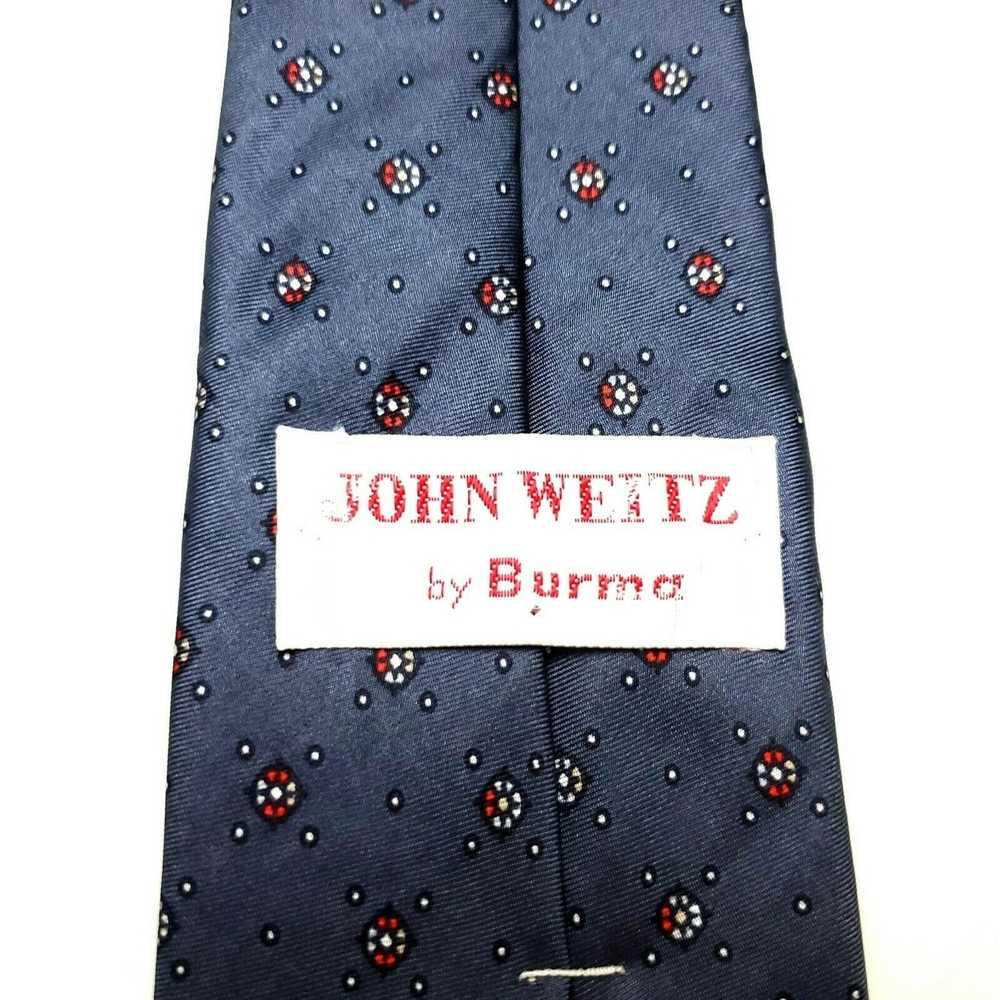 John Weitz John Weitz Silk Tie Print Blue Geometr… - image 3