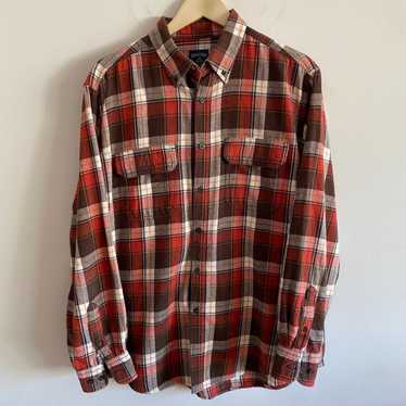 Faded Glory Flannel Shirt Adult Extra Large Gray Red Plaid Long Sleeve