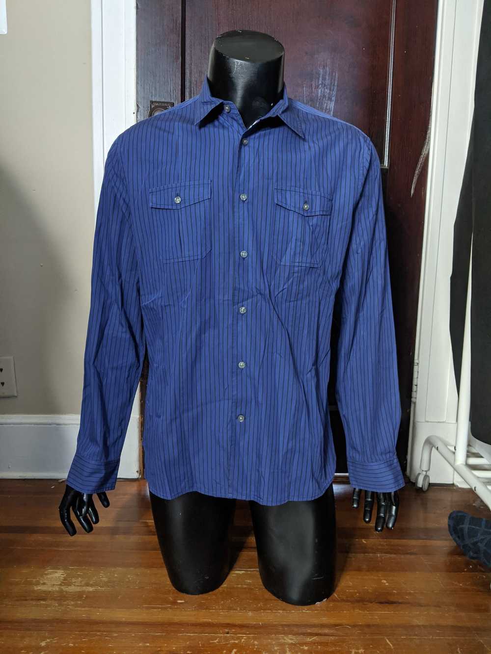 John Varvatos Purple striped utility / western sh… - image 7