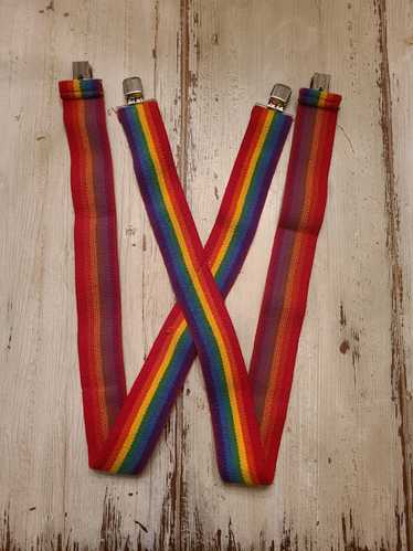 Vintage Vintage Rainbow Clip On Suspenders - image 1