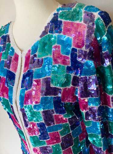 Vintage Jewel Tone Trophy Full Sequins Jacket