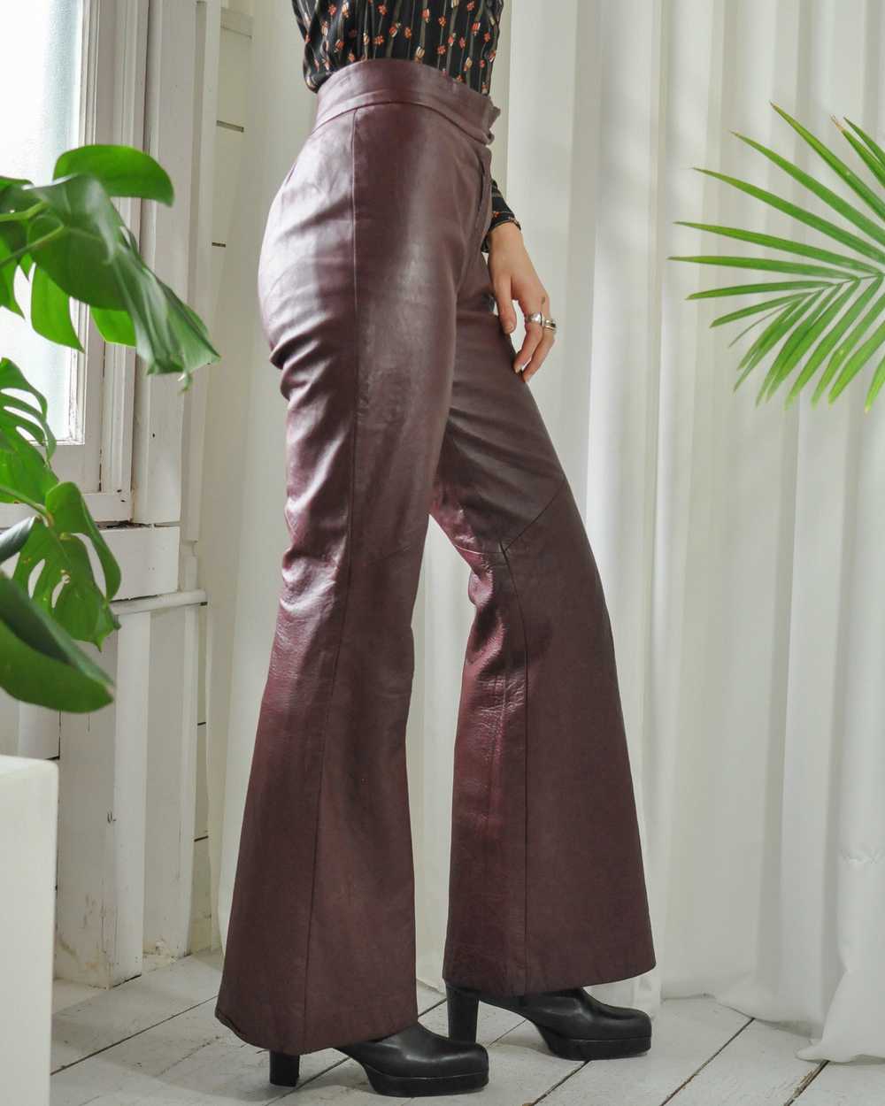 70s Burgundy Leather Pant Suit - image 7