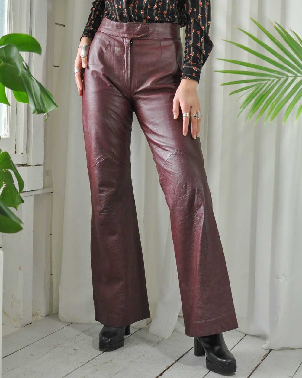 70s Burgundy Leather Pant Suit - image 8