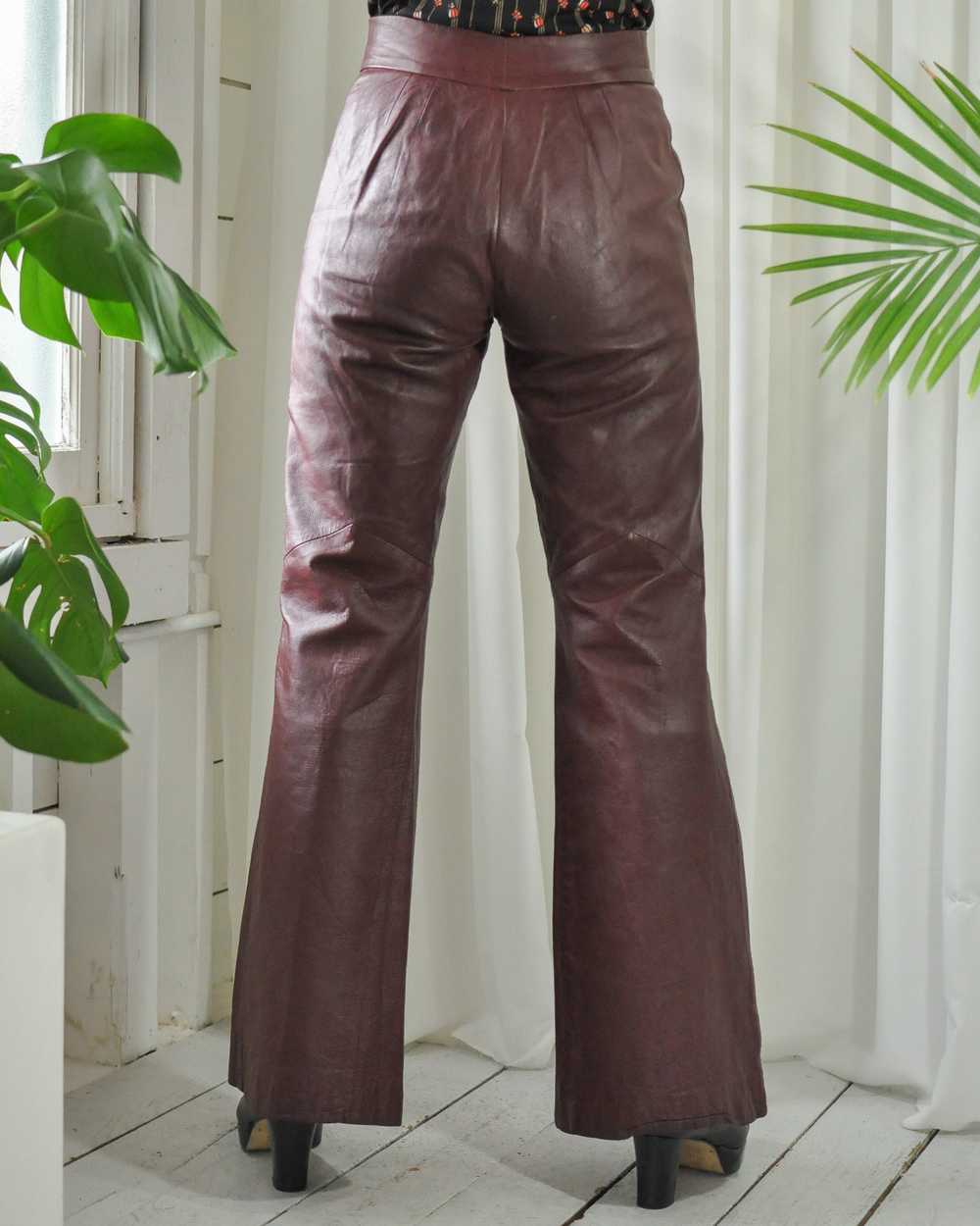 70s Burgundy Leather Pant Suit - image 9