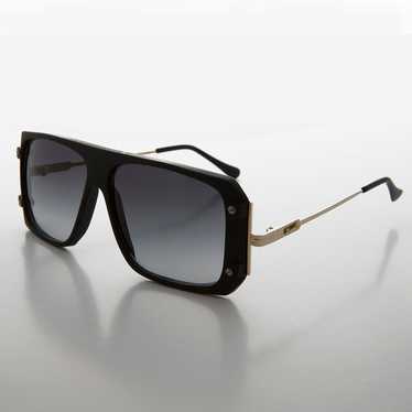 Flat Top Hip Hop 80s Vintage Sunglass with Gold T… - image 1