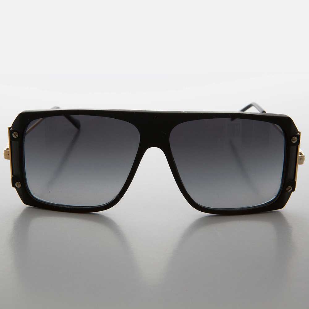 Flat Top Hip Hop 80s Vintage Sunglass with Gold T… - image 2