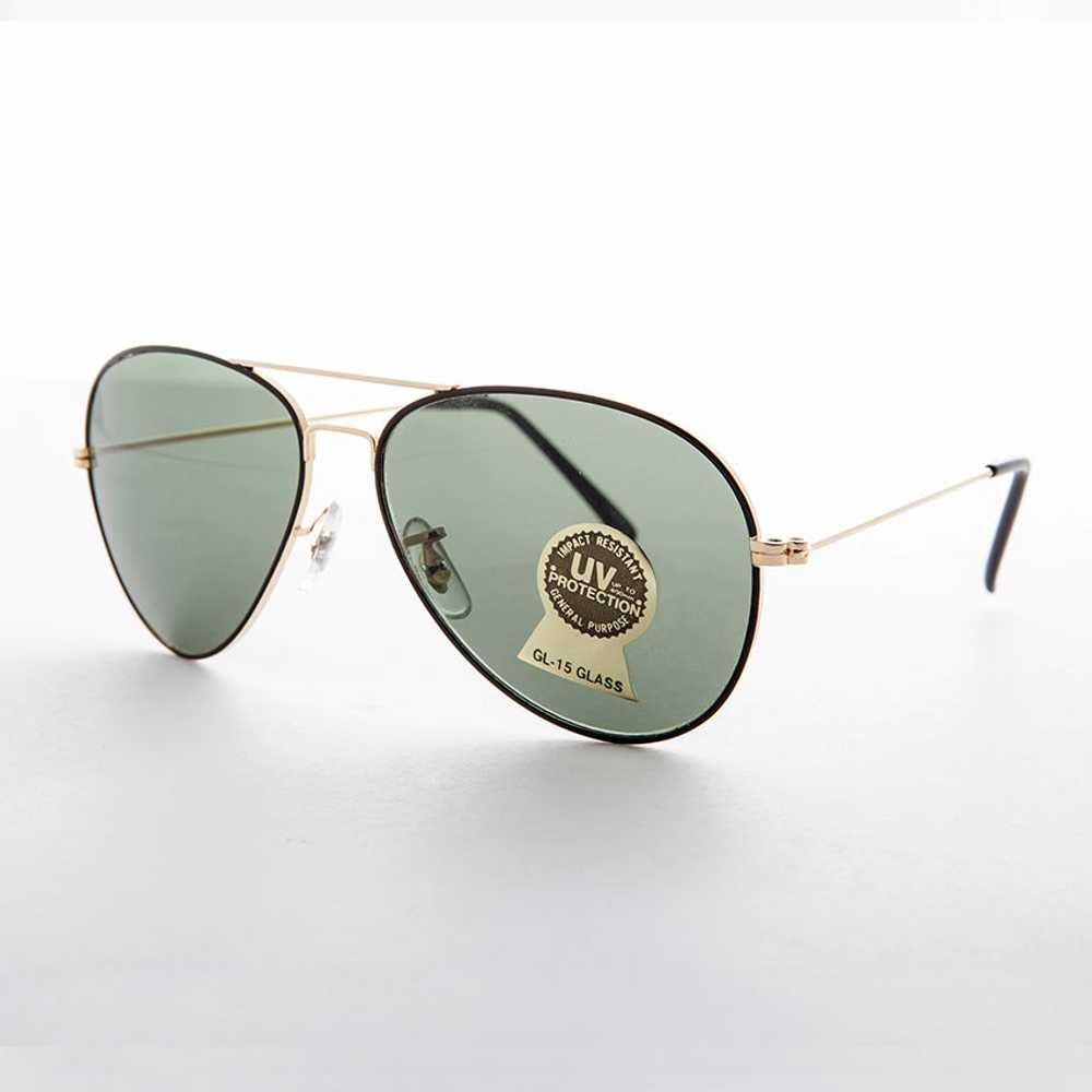 Metal Aviator Vintage Sunglass with Teardrop Glas… - image 2