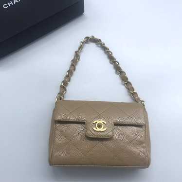 CHANEL Caviar Beige Quilted Mini Rectangular Flap… - image 1